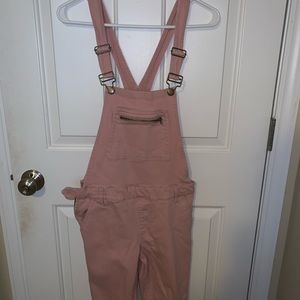 Light pink full-length skinny overalls